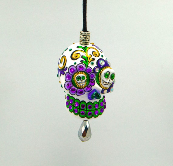 Ornament Skull day of dead charm hang rear view mirror for 