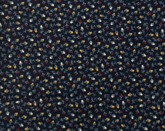 Blue Floral Fabric / Calico Fabric / Cotton Fabric / Blue Calico Fabric / Cotton Calico Fabric / Vintage Cotton Fabric / Cranston Print Work