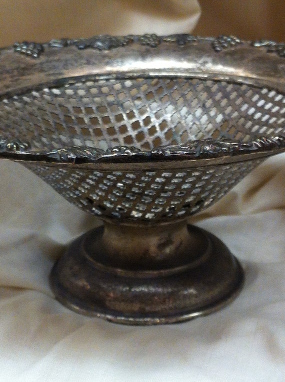 Vintage Silver Compote Footed Bowl French Laurel by GlorieVintage