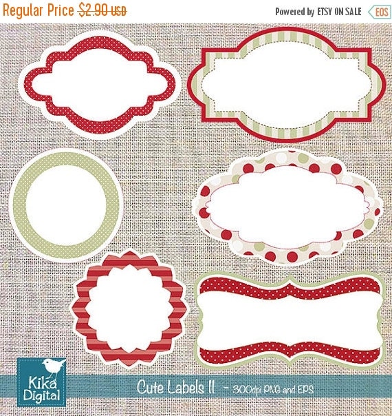 60% SALE Cute Labels II Scrapbooking Tags red and by DigiKika