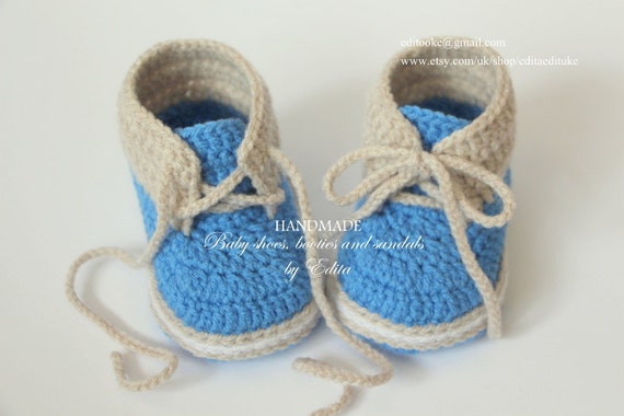 Crochet baby booties baby boy shoes boots by EditaMHANDMADE