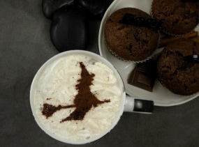 Witch - coffee stencil, cake stencil, cupcake stencil, Halloween