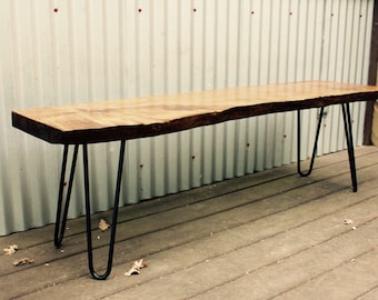 Wood Bench // Dining Table Bench // Live Edge Bench // Kitchen Bench // Natural Edge Bench // Reclaimed Bench