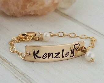 Gold baby bracelet, Baby name bracelet, 14kt Gold filled, Baby ID bracelet, Infant bracelet, childrens gold Name bracelet, Baby ID bracelet