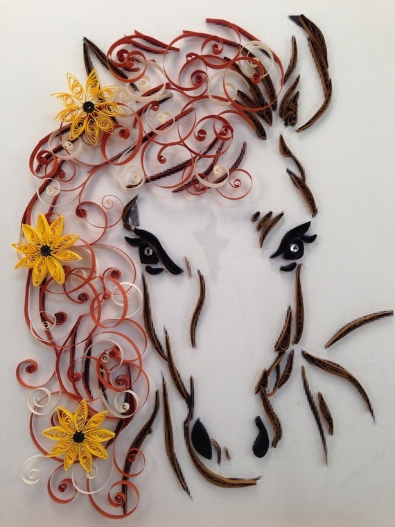Download Paper Quilling Horse and Flowers Framed Art 11x14 by ...