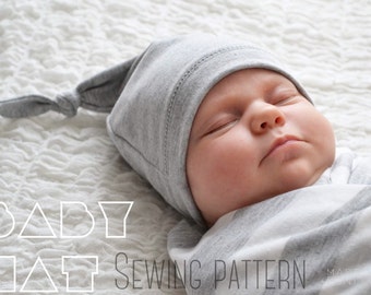 Baby hat pattern, for sewing. Knot style. In 3 sizes- 0-3months, 3-6 and 6-12+ (fits up to 3 years) With permission to sell finished items