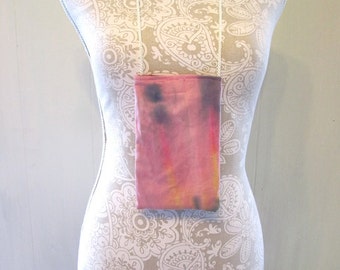 Pink Tie Dye Neck Pouch for Money Credit Cards Cell Phone Medicine Necklace One Pocket on Inside Velcro Closure Wearable Wallet for Travel