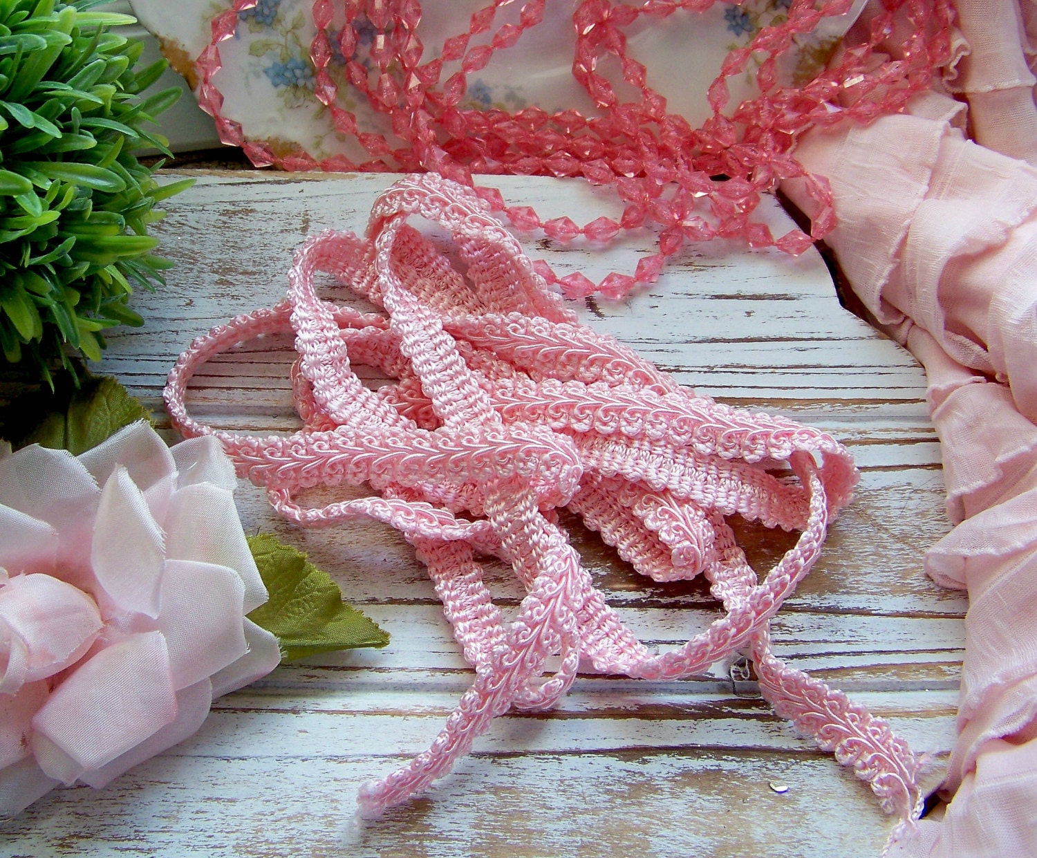 Vintage Pink Upholstery Trim, Pink Trims, Upholstery Trims, Shabby