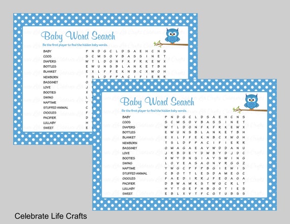 Baby Word Search Baby Shower Game with Answer Key Printable