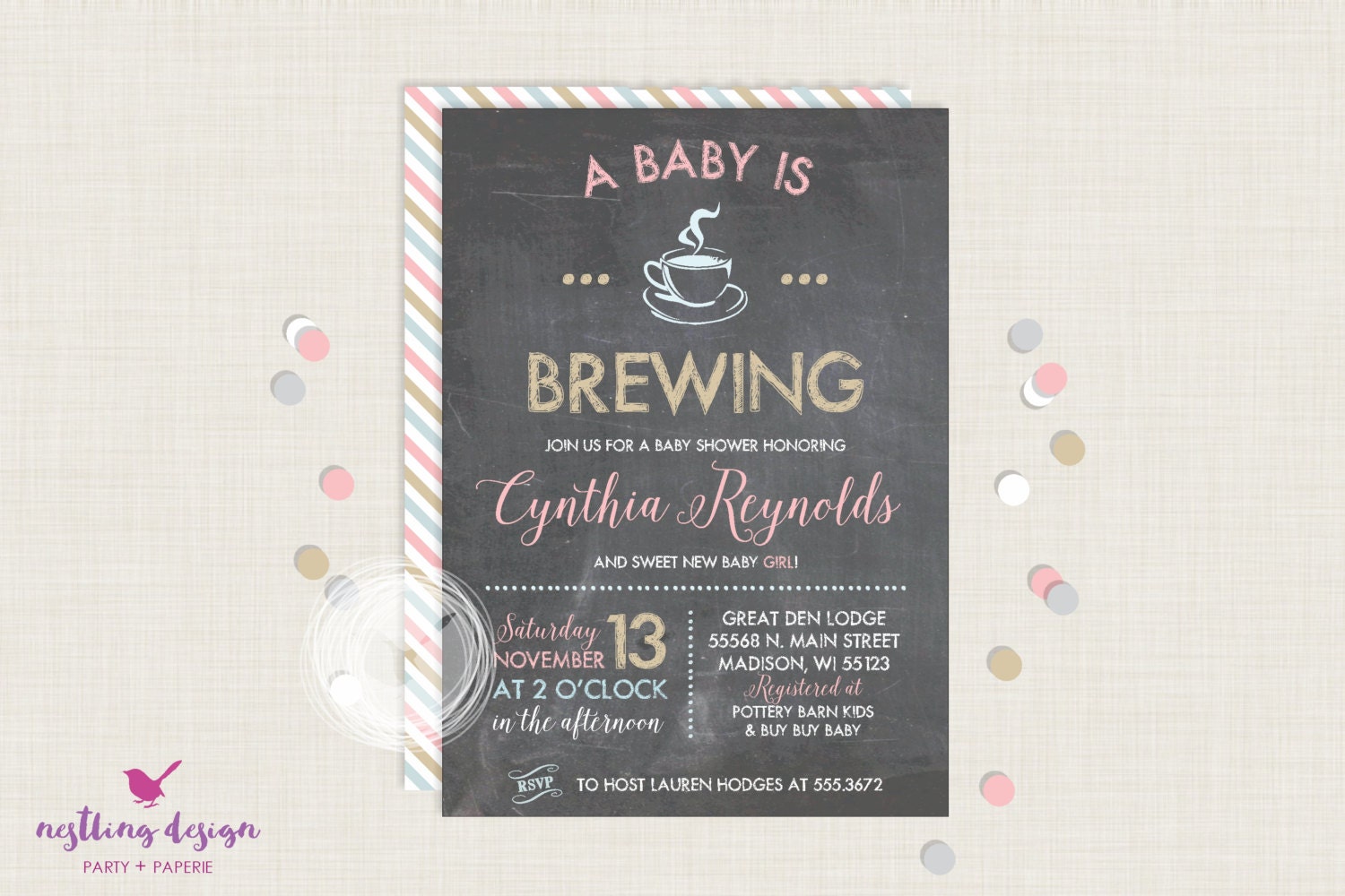 A Baby is Brewing Baby Shower Invitation Coffee Baby Shower