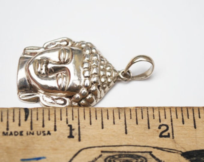 Sterling Face Pendant - 925 silver hallow - Mask Tribal - necklace pendant charm