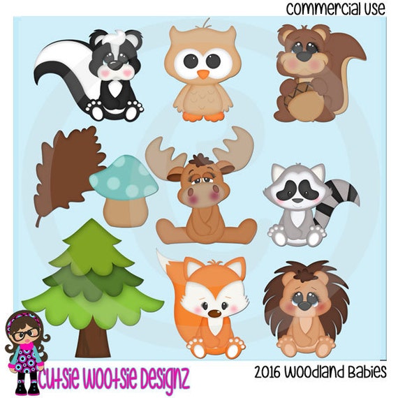 2016 Woodland Babies Clip art Clipart Graphics Commercial Use from ...