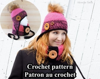 Nunavut Kit. Crochet hat and cowl pattern for child adult by Akroche Tatuk (PDF ONLY)