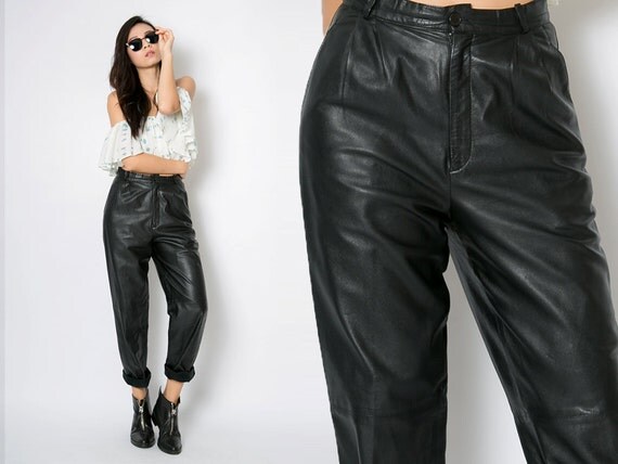 black baggy leather pants