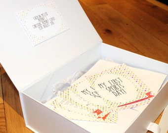 First day of school box, personalised memory box, school keepsake, first day at school sign, keepsake box, school milestone cards, gift