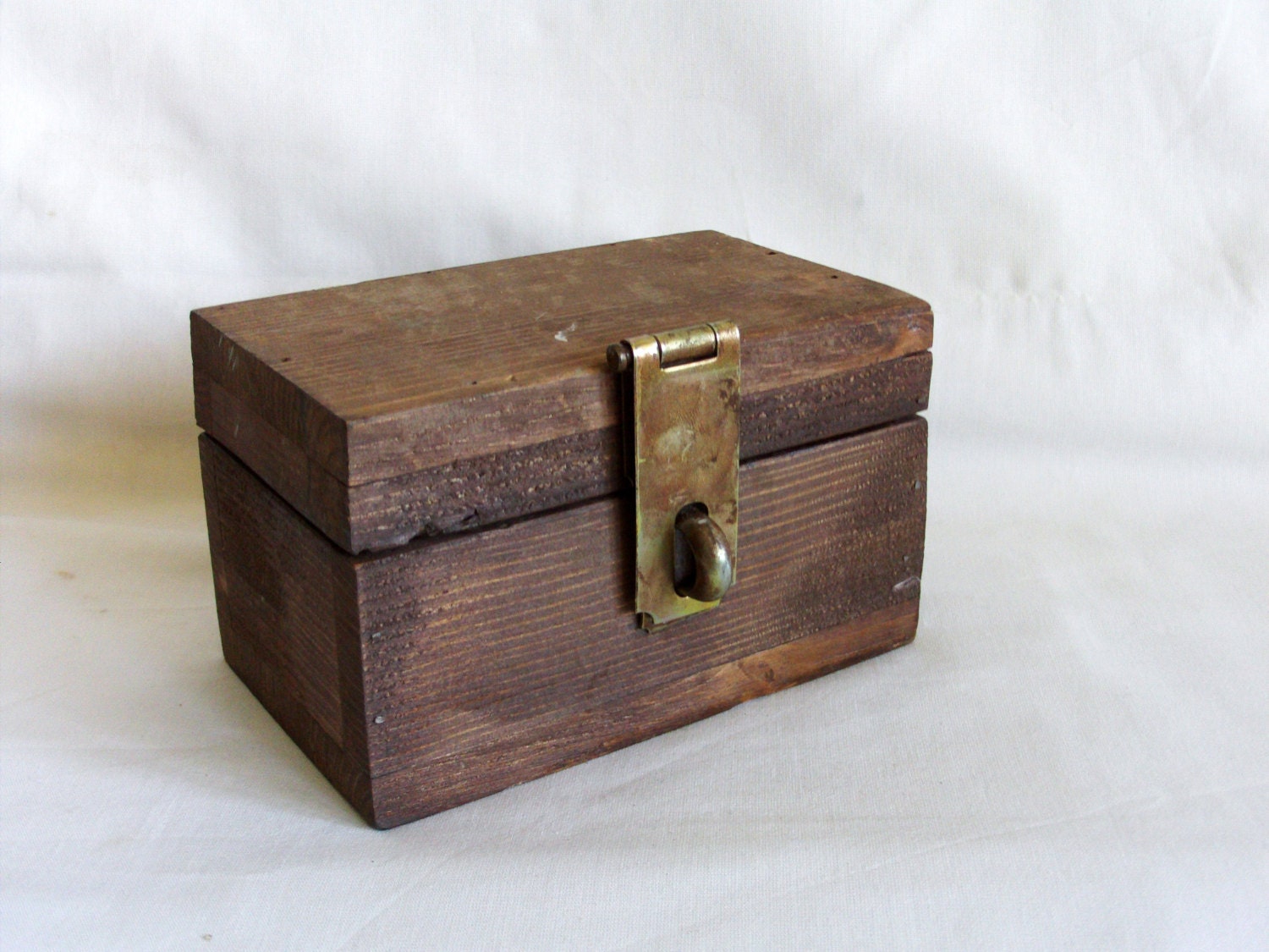 Personal Stronghold. Rustic wooden vintage box with hasp for padlock