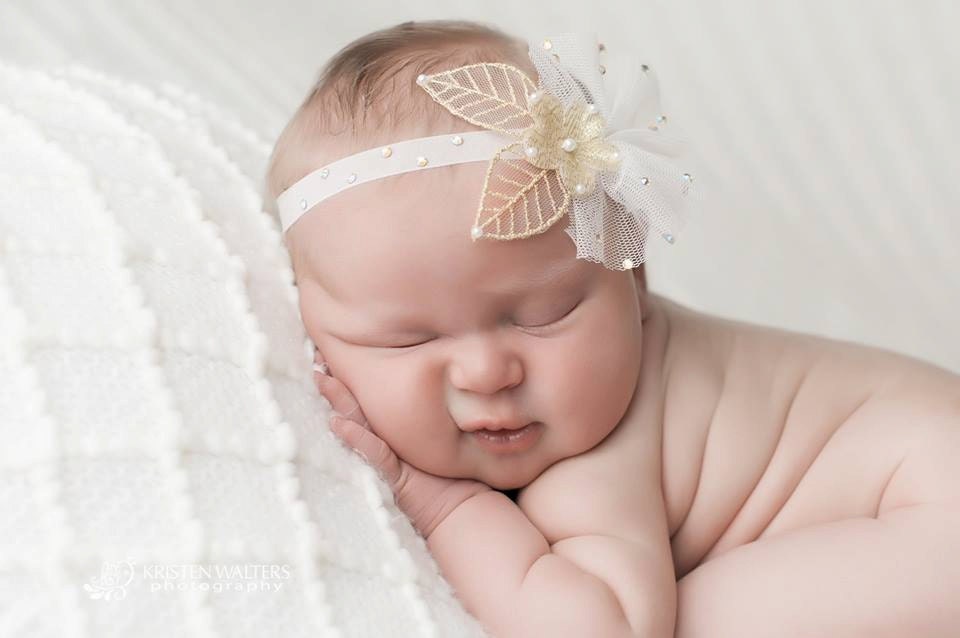 Gold ivory headband baby girls hair accessories christening