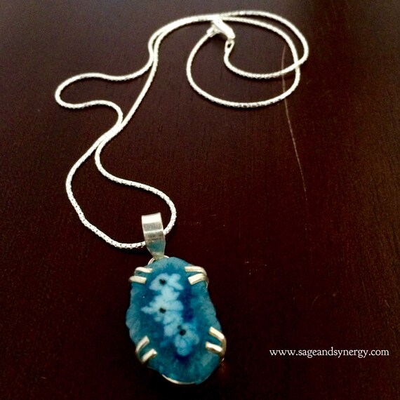 Blue Solar Quartz Sterling Silver Crystal Healing Chakra