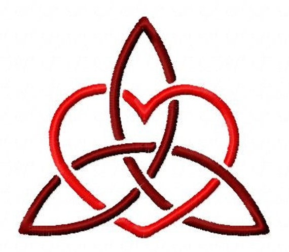 Celtic knot heart trinity machine embroidery design 4 inch