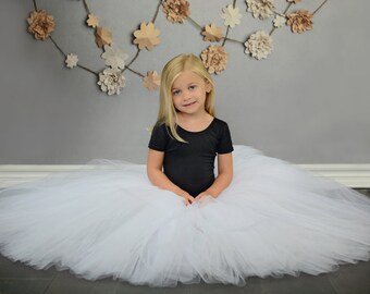 Full length white tutu skirt. Long tutu.