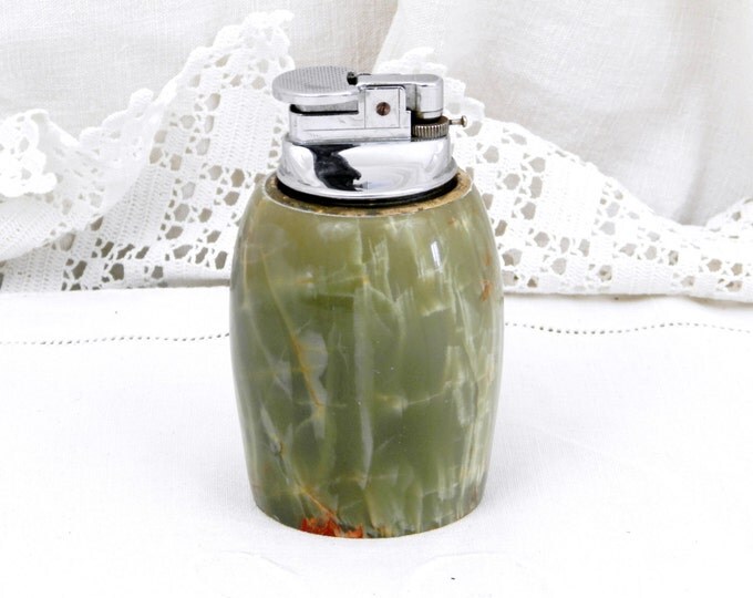 Vintage French Working Mid Century Green Onyx Stone Table Cigarette Lighter, Semi Precious Stone, Retro Home Interior, Man Cave Tobacciana Vintage French Working Mid Century Green Onyx Stone Table Cigarette Lighter, Semi Precious Stone, Retro Home Interior, Man Cave Tobacciana