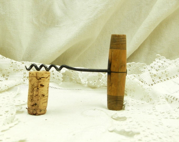 Antique French Wooden and Metal Cork Screw / French Country Decor / Vintage Retro Home Interior / European / Wine / Man Cave / Drinking /