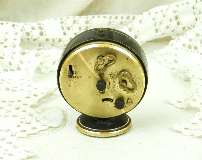 Small Working 1950s French Vintage Black Mechanical Jaz Alarm Clock, 50s Retro Wind Up Bed Side Alarmclock, 1960s Timepiece from France Small Working 1950s French Vintage Black Mechanical Jaz Alarm Clock, 50s Retro Wind Up Bed Side Alarmclock, 1960s Timepiece from France