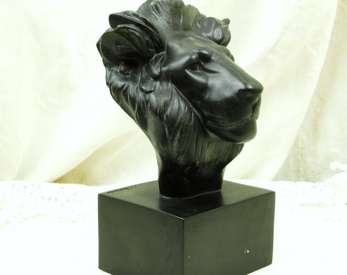 Vintage Reproduction 1943 Lions Head Bust by Georges Médée in Bronze Resin / French Sculpture / Artist / Wild Animal / Retro Home Interior