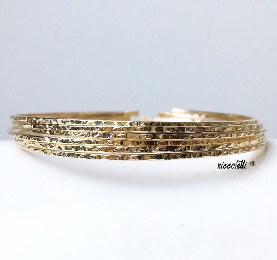 Set of 14k Gold Filled Bangles / Thin Stacking by niccoletti