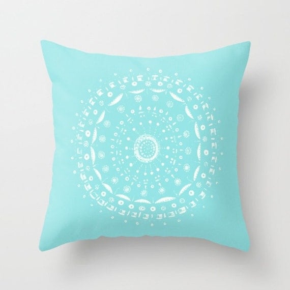 Blue Mandala Outdoor Throw Pillow Cover blue outdoor pillow