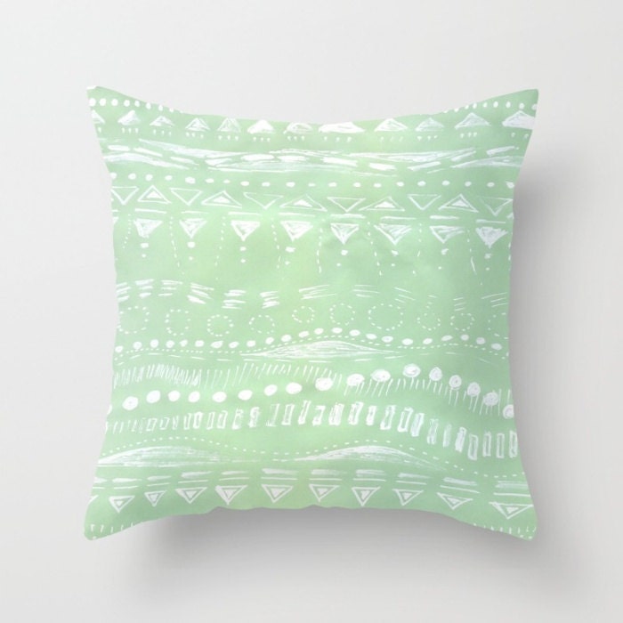 Mint Green Geometric Throw Pillow Cover mint green by lake1221