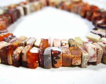 2 Strands-Mexican Opal Smooth Cube Heishi- 16"Strand-Stone measures -5mm