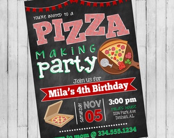 Pizza Party Invitation | Pizza Making Birthday | Pizza Birthday Invitation | Digital Invitation