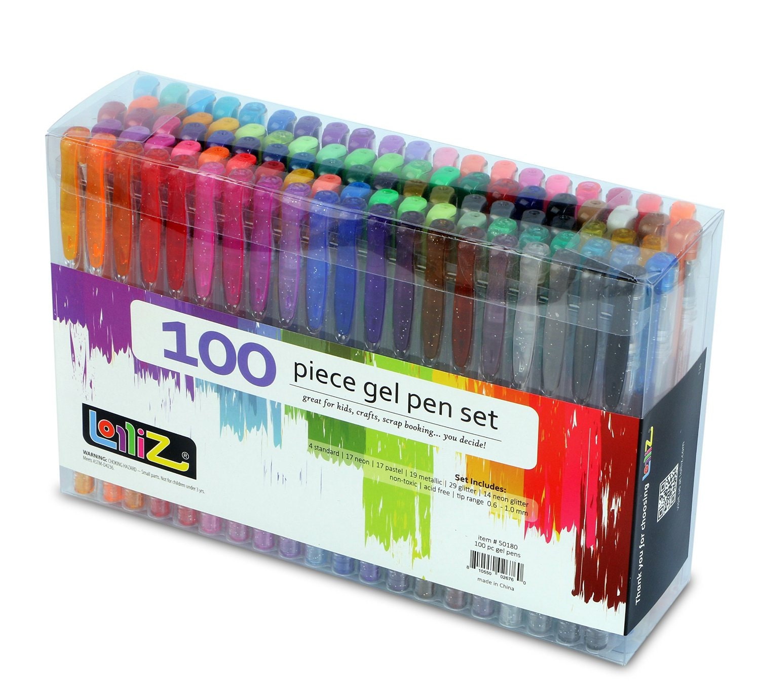 LolliZ® 100 Gel Pens Set 100 Unique Color Choices