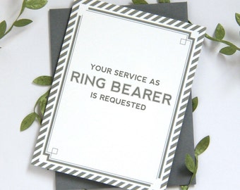 Will You Be My Ring Bearer Card | bridal party card wedding party card | Grey, Navy or Black