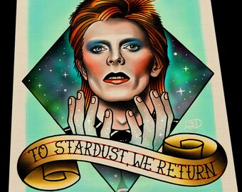 David Bowie Tattoo Flash Art Print