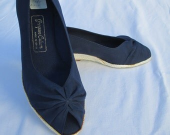 1970s Jacques Cohen Navy Espadrilles - size 6 - New Old Stock