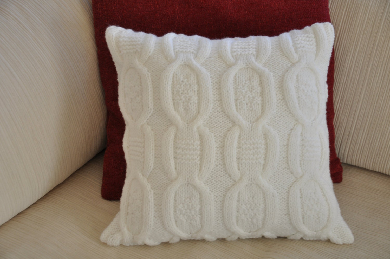 Pure White Cable Knit Pillow Christmas Cover Throw Pillow