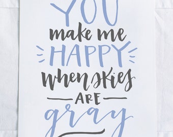 Gray Skies Illustration Print - Blue