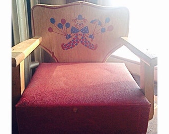 Antique Irmi Wooden Booster Seat -Clown Art Theme- 1950's/1960's