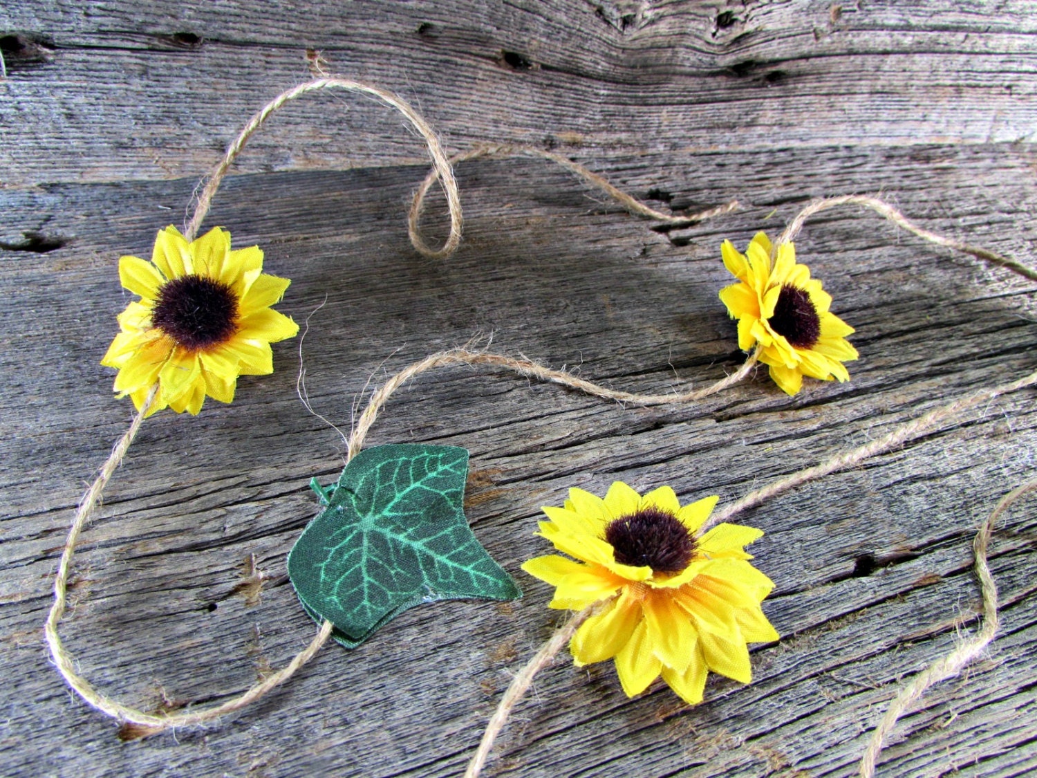 Sunflower Garland Rustic Ivy Flower Garland by
