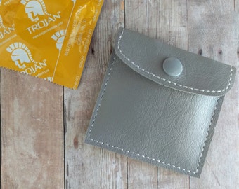 Condom Case, Vinyl in Your Choice of 31 Colors with Snap Closure, Holds 2 Condoms, Carry Discreetly, Birth Control Case, Made in USA