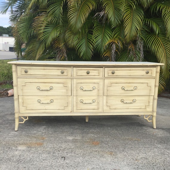 Vintage Thomasville Faux Bamboo 9 Drawer Dresser with by TheLanai