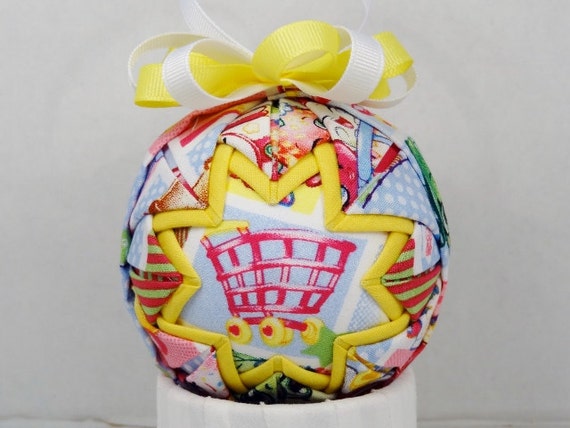 Shopkins Shopping Cart Quilted Ornament Folded Fabric