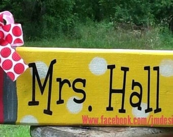 Personalized giant pencil teacher desk name plate