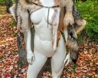 Coyote Pelt, Fur, Cloak, Barbarian Costume, Cape, Mantle, Game of Thrones, Real Fur, Shrug, Caplet, Viking, Heathen, Primitive, BC, Woodland