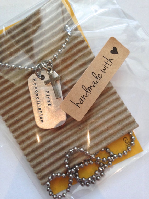 FIRST RECONCILIATION Gift Hand Stamped dogtag necklace.