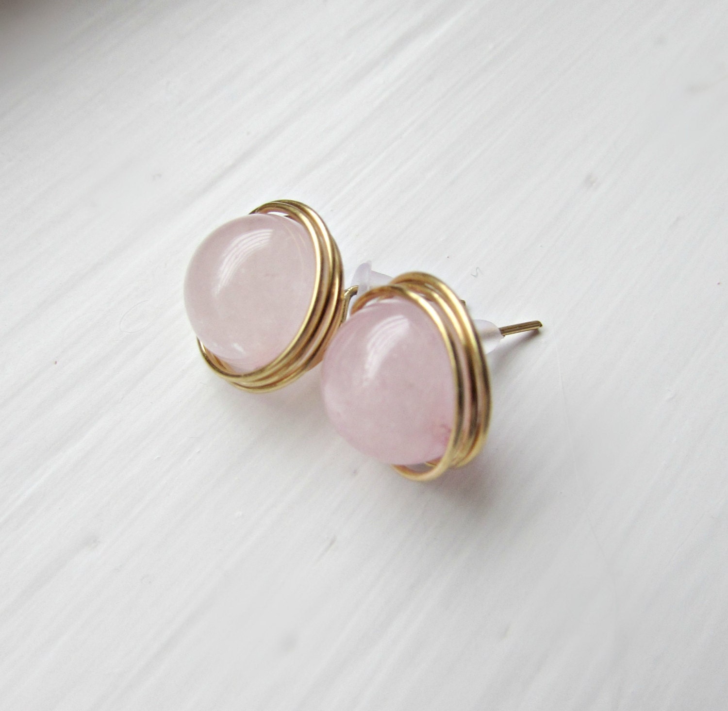 Rose Quartz Earrings Pink Quartz Earrings Quartz Stud