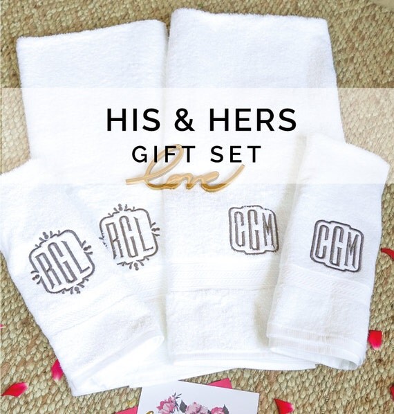His Hers Towels Bathroom Towels Monogrammed Bath Towels