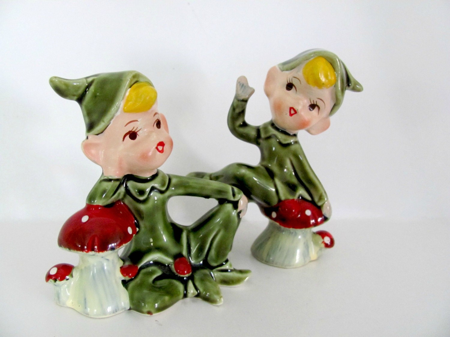 Vintage Elf Figurines 1960's Ceramic Elves by ThirstyOwlVintage